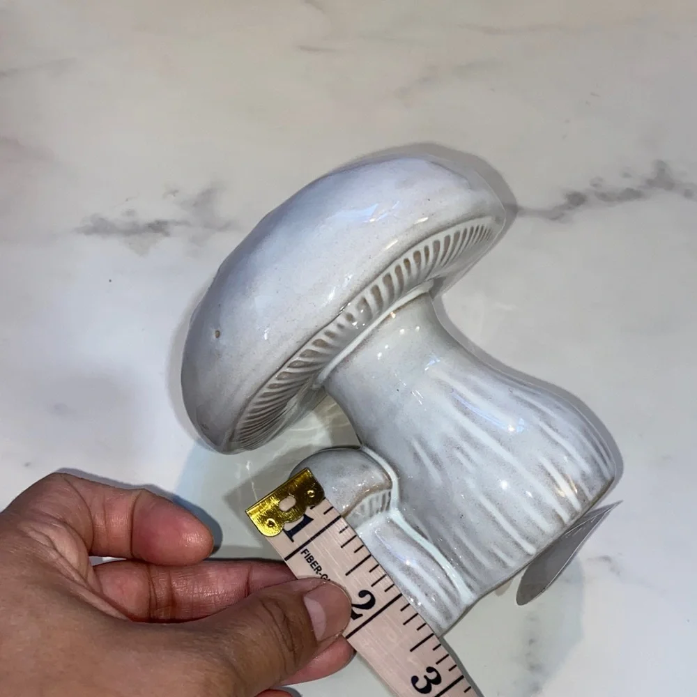 Ceramic Mushroom Sculpture Candle Holder- White and Gray